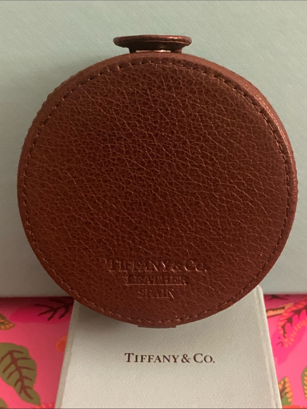 Tiffany & Co. Brown Leather Round Jewelry Case - NWT - Picture 4 of 6